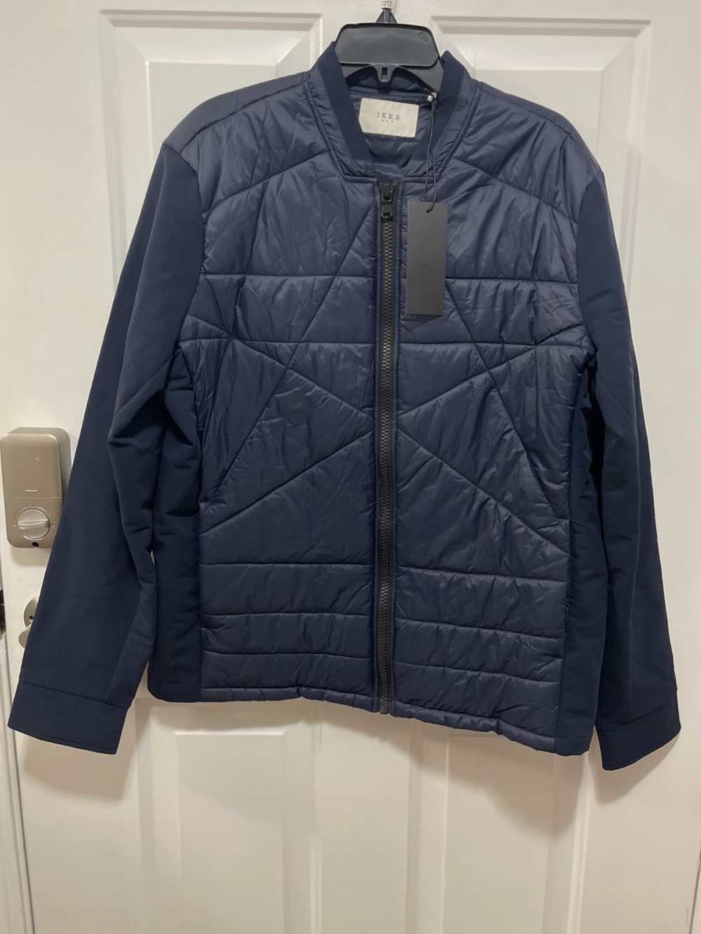 IKKS Men's Navy Quilted Bomber Jacket lightweight XXL